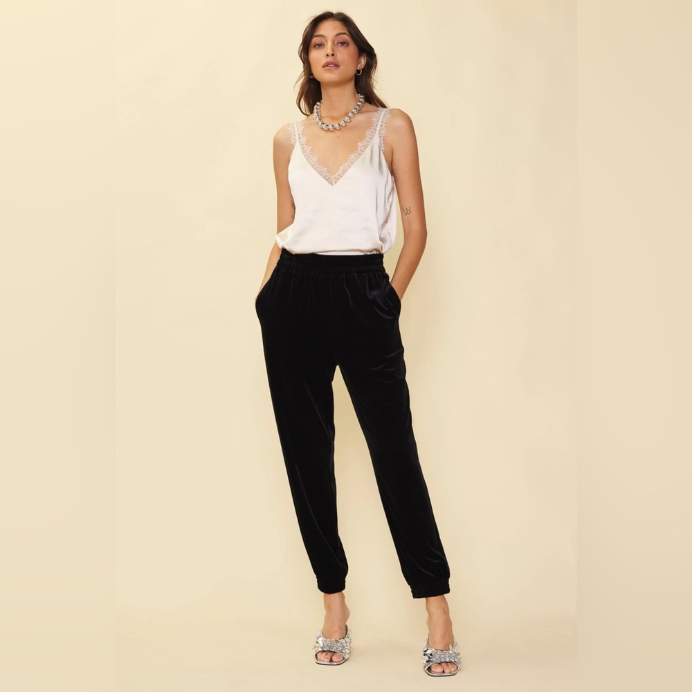 Boden Black Velvet Jogger Pants